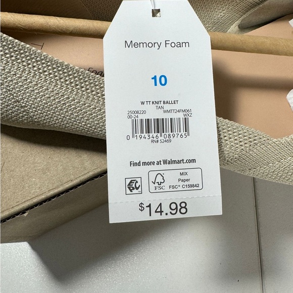 Time and Tru Women’s Knit Ballet Flat, Size 10 - Picture 5 of 9